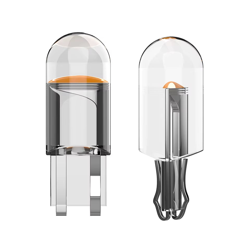 Juego de 10 Bombillas LED T10 W5W de 6000 K (COB Glass) para Coche – Luz Blanca para Matrícula, Interior y Panel