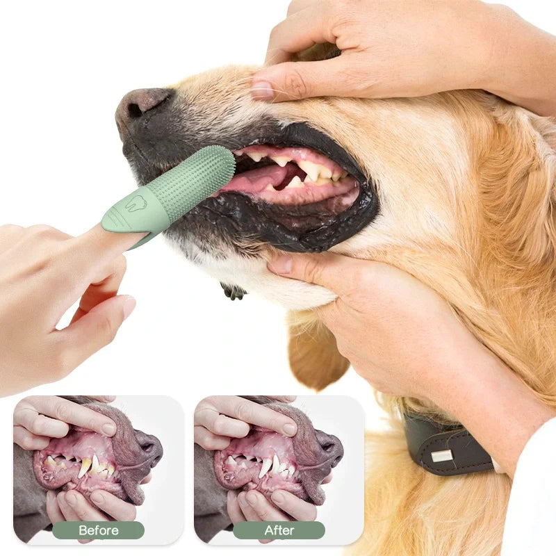 Cepillo Dental de Silicona 360° para Perros y Gatos – Dedo de Limpieza para Higiene Bucal