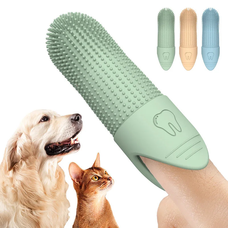 Cepillo Dental de Silicona 360° para Perros y Gatos – Dedo de Limpieza para Higiene Bucal