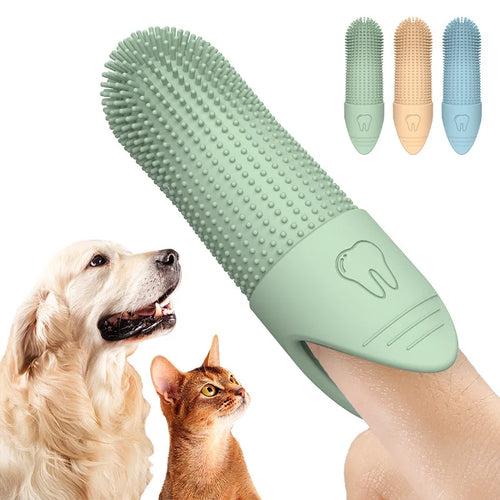 Cepillo Dental de Silicona 360° para Perros y Gatos – Dedo de Limpieza para Higiene Bucal