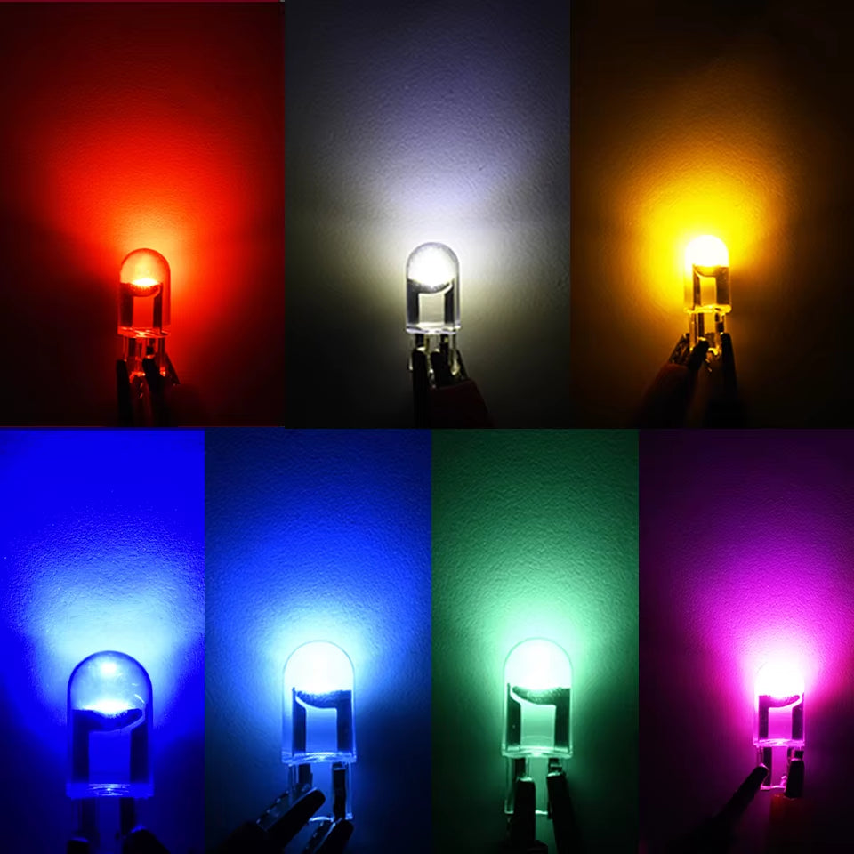 Juego de 10 Bombillas LED T10 W5W de 6000 K (COB Glass) para Coche – Luz Blanca para Matrícula, Interior y Panel