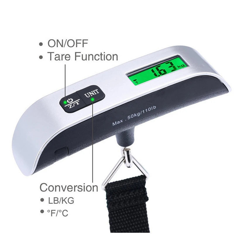 Báscula Digital de Equipaje con Pantalla LCD – Hasta 50 kg (110 lb)