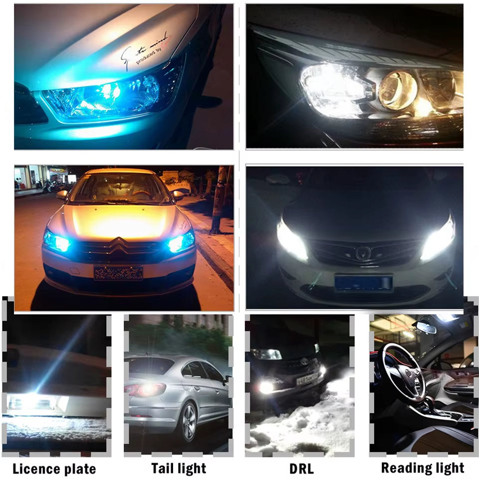 Juego de 10 Bombillas LED T10 W5W de 6000 K (COB Glass) para Coche – Luz Blanca para Matrícula, Interior y Panel