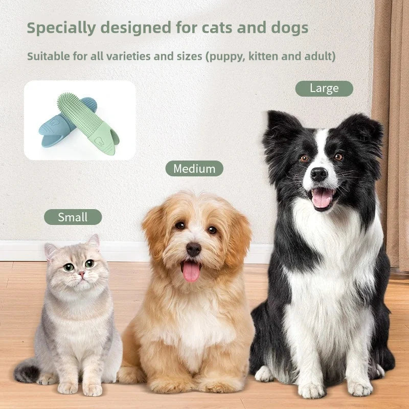 Cepillo Dental de Silicona 360° para Perros y Gatos – Dedo de Limpieza para Higiene Bucal
